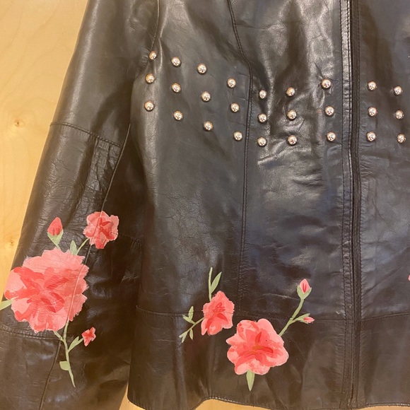 Hand Painted Reformation Leather Jacket - Picture 3 of 4